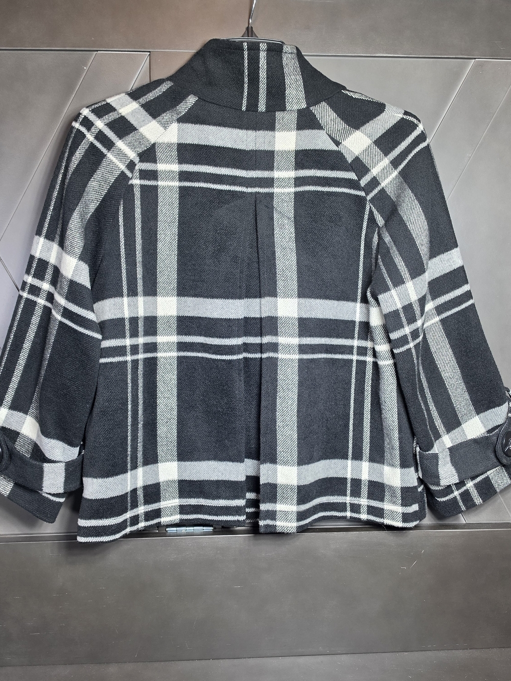 Ambition Black and White Plaid Pea Coat Womens L. A line. Swing - Picture 4 of 13